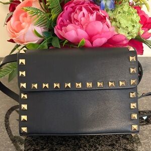 Valentino Studded Black Leather Crossbody Bag